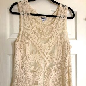 Express Ivory Lace Sleeveless Top, size large